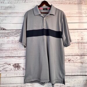 Byron Nelson Polo Shirt L Navy White Stripe Wicking Golf Performance Norm